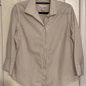 Chico’s Size 2 striped dress shirt No Iron